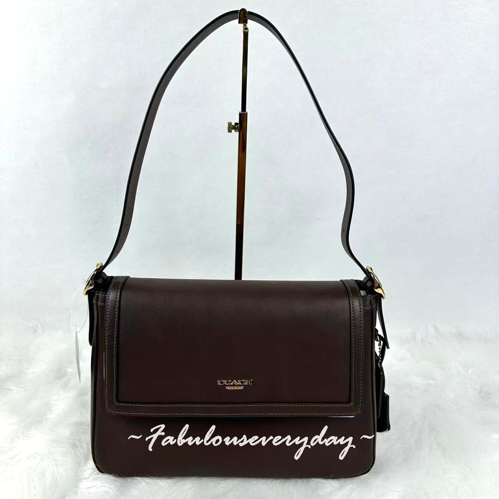 Coach Etta Flap Bag Shoulder Bag CFK03 Natural Grain Leather/Gold/Maple NWT